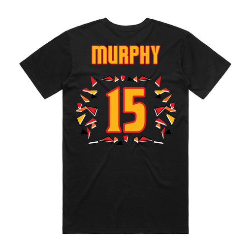 Back angle of the Milo Murphy MAS Kansas City Kings Wheelchair Basketball Amplife Black T-Shirt against a white background
