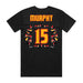 Back angle of the Milo Murphy MAS Kansas City Kings Wheelchair Basketball Amplife Black T-Shirt against a white background
