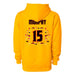 Back angle of the Milo Murphy MAS Kansas City Kings Wheelchair Basketball Amplife Gold Hoodie against a white background