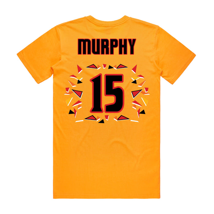 Back angle of the Milo Murphy MAS Kansas City Kings Wheelchair Basketball Amplife Gold T-Shirt against a white background