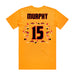Back angle of the Milo Murphy MAS Kansas City Kings Wheelchair Basketball Amplife Gold T-Shirt against a white background