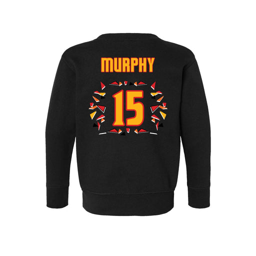 Back angle of the Milo Murphy MAS Kansas City Kings Wheelchair Basketball Amplife Toddler Black Crewneck Sweatshirt against a white background