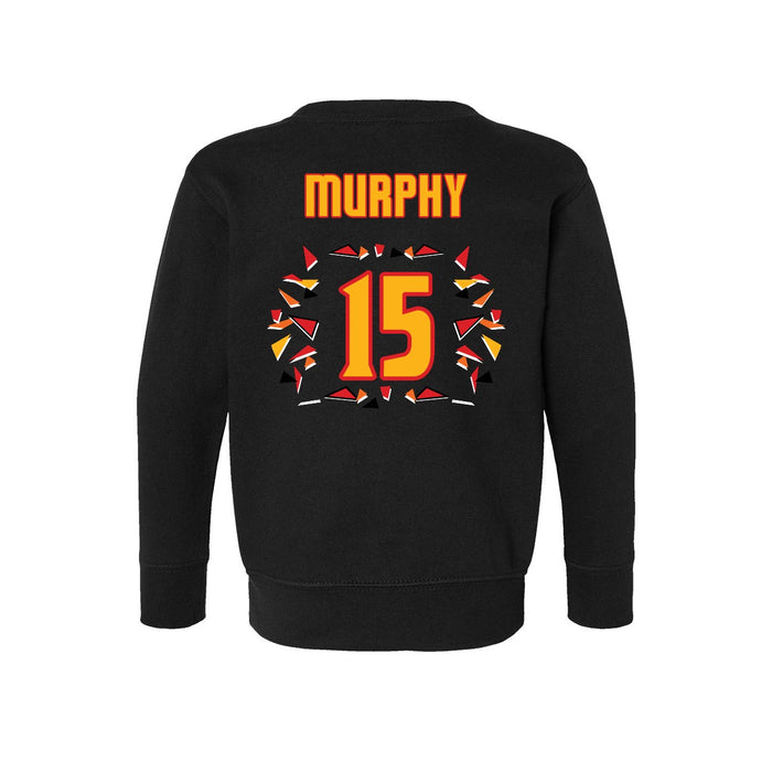 Back angle of the Milo Murphy MAS Kansas City Kings Wheelchair Basketball Amplife Toddler Black Crewneck Sweatshirt against a white background