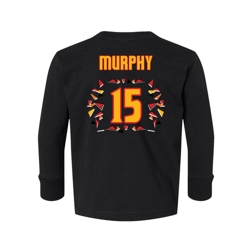 Back angle of the Milo Murphy MAS Kansas City Kings Wheelchair Basketball Amplife Toddler Black Long Sleeve T-Shirt against a white background