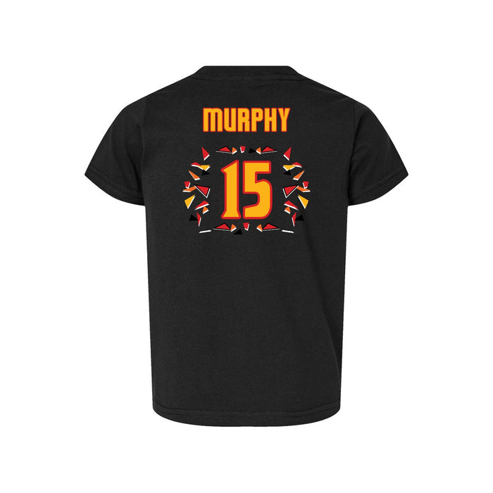Back angle of the Milo Murphy MAS Kansas City Kings Wheelchair Basketball Amplife Toddler Black T-Shirt against a white background