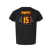 Back angle of the Milo Murphy MAS Kansas City Kings Wheelchair Basketball Amplife Toddler Black T-Shirt against a white background