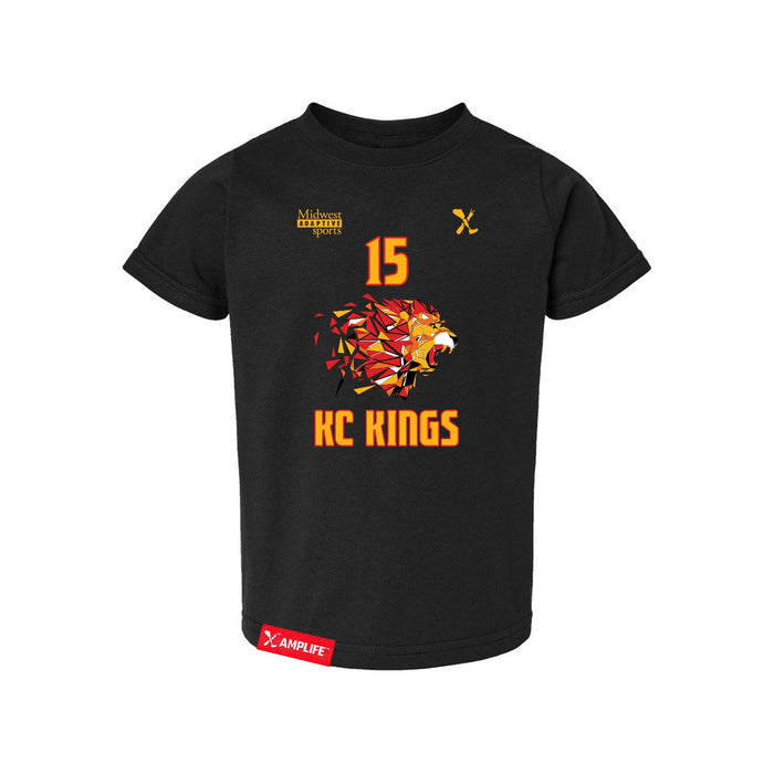 Front angle of the Milo Murphy MAS Kansas City Kings Wheelchair Basketball Amplife Toddler Black T-Shirt against a white background