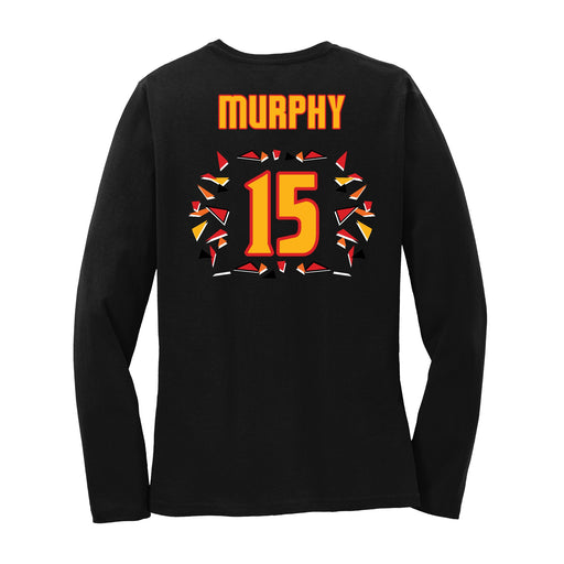 Back angle of the Milo Murphy MAS Kansas City Kings Wheelchair Basketball Amplife Women's Black Long Sleeve T-Shirt against a white background