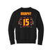 Back angle of the Milo Murphy MAS Kansas City Kings Wheelchair Basketball Amplife Youth Black Crewneck Sweatshirt against a white background