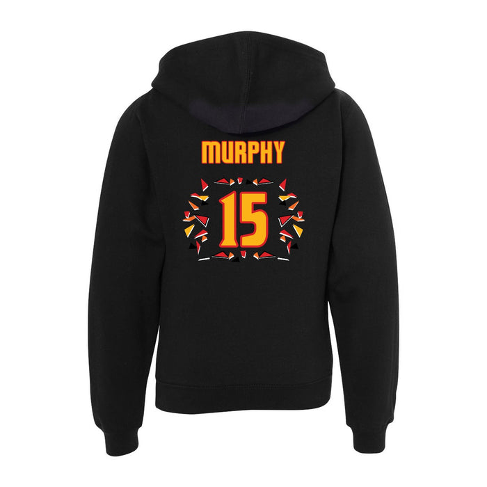 Back angle of the Milo Murphy MAS Kansas City Kings Wheelchair Basketball Amplife Youth Black Hoodie against a white background