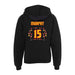 Back angle of the Milo Murphy MAS Kansas City Kings Wheelchair Basketball Amplife Youth Black Hoodie against a white background