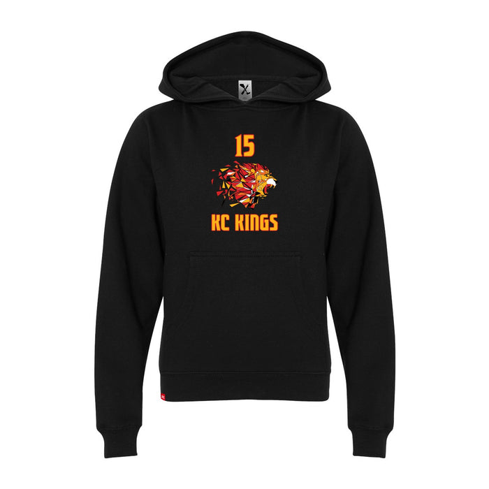Front angle of the Milo Murphy MAS Kansas City Kings Wheelchair Basketball Amplife Youth Black Hoodie against a white background