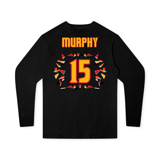 Back angle of the Milo Murphy MAS Kansas City Kings Wheelchair Basketball Amplife Youth Black Long Sleeve T-Shirt against a white background