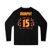 Back angle of the Milo Murphy MAS Kansas City Kings Wheelchair Basketball Amplife Youth Black Long Sleeve T-Shirt against a white background