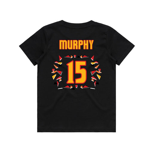 Back angle of the Milo Murphy MAS Kansas City Kings Wheelchair Basketball Amplife Youth Black T-Shirt against a white background