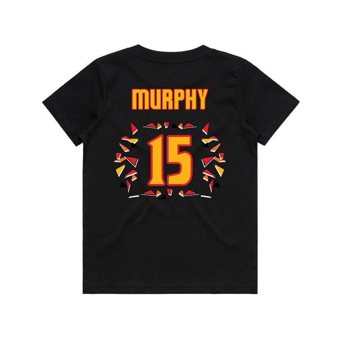 Back angle of the Milo Murphy MAS Kansas City Kings Wheelchair Basketball Amplife Youth Black T-Shirt against a white background