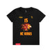 Front angle of the Milo Murphy MAS Kansas City Kings Wheelchair Basketball Amplife Youth Black T-Shirt against a white background