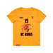 Front angle of the Milo Murphy MAS Kansas City Kings Wheelchair Basketball Amplife Youth Gold T-Shirt against a white background