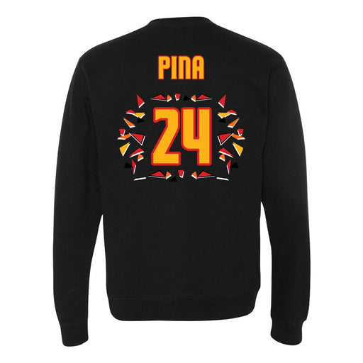 Back angle of the Yandel Pina MAS Kansas City Kings Wheelchair Basketball Amplife Black Crewneck Sweatshirt against a white background