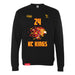 Front angle of the Yandel Pina MAS Kansas City Kings Wheelchair Basketball Amplife Black Crewneck Sweatshirt against a white background