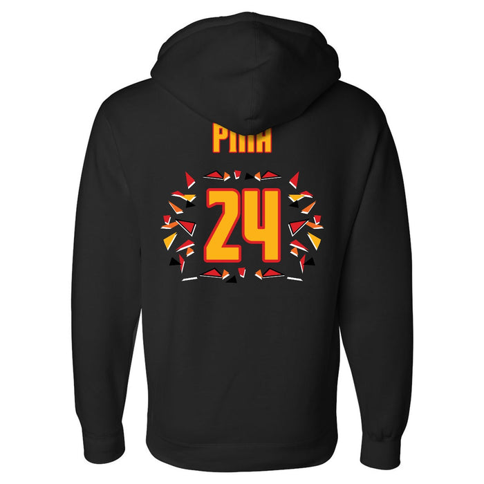 Back angle of the Yandel Pina MAS Kansas City Kings Wheelchair Basketball Amplife Black Hoodie against a white background