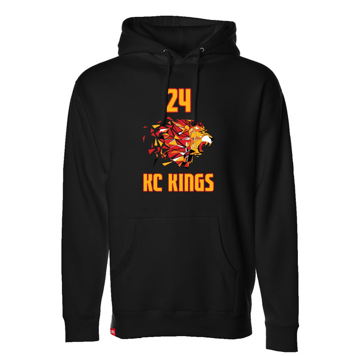 Front angle of the Yandel Pina MAS Kansas City Kings Wheelchair Basketball Amplife Black Hoodie against a white background