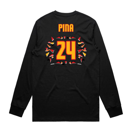 Back angle of the Yandel Pina MAS Kansas City Kings Wheelchair Basketball Amplife Black Long Sleeve T-Shirt against a white background