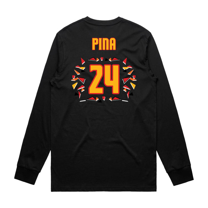 Back angle of the Yandel Pina MAS Kansas City Kings Wheelchair Basketball Amplife Black Long Sleeve T-Shirt against a white background