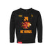 Front angle of the Yandel Pina MAS Kansas City Kings Wheelchair Basketball Amplife Toddler Black Crewneck Sweatshirt against a white background