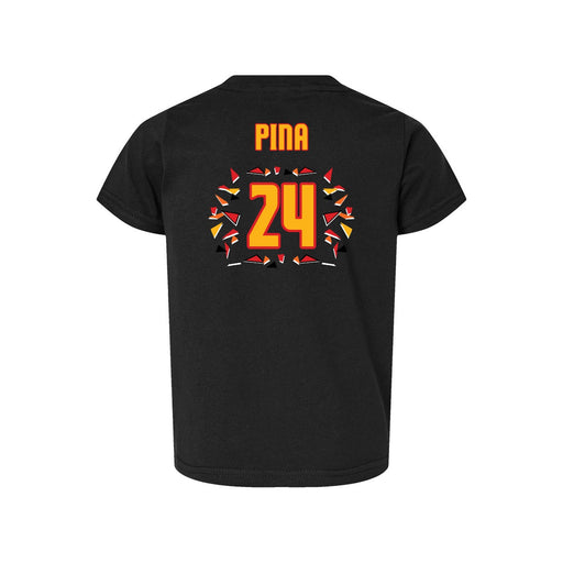 Back angle of the Yandel Pina MAS Kansas City Kings Wheelchair Basketball Amplife Toddler Black T-Shirt against a white background