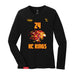 Front angle of the Yandel Pina MAS Kansas City Kings Wheelchair Basketball Amplife Women's Black Long Sleeve T-Shirt against a white background