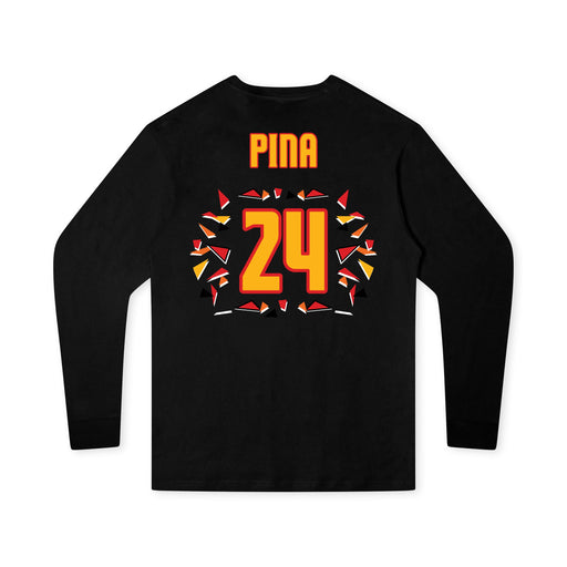 Back angle of the Yandel Pina MAS Kansas City Kings Wheelchair Basketball Amplife Youth Black Long Sleeve T-Shirt against a white background