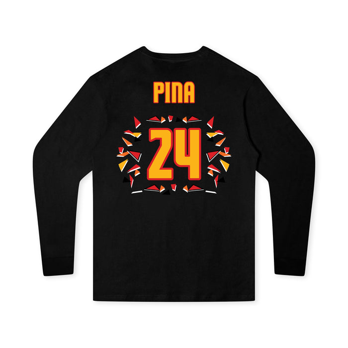 Back angle of the Yandel Pina MAS Kansas City Kings Wheelchair Basketball Amplife Youth Black Long Sleeve T-Shirt against a white background