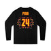 Back angle of the Yandel Pina MAS Kansas City Kings Wheelchair Basketball Amplife Youth Black Long Sleeve T-Shirt against a white background