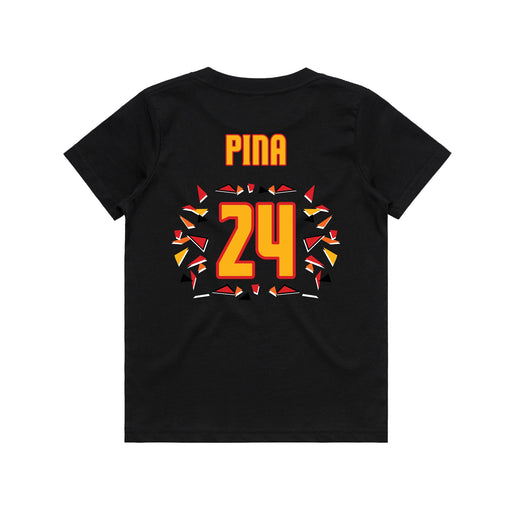 Back angle of the Yandel Pina MAS Kansas City Kings Wheelchair Basketball Amplife Youth Black T-Shirt against a white background