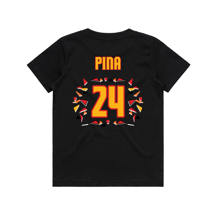Back angle of the Yandel Pina MAS Kansas City Kings Wheelchair Basketball Amplife Youth Black T-Shirt against a white background