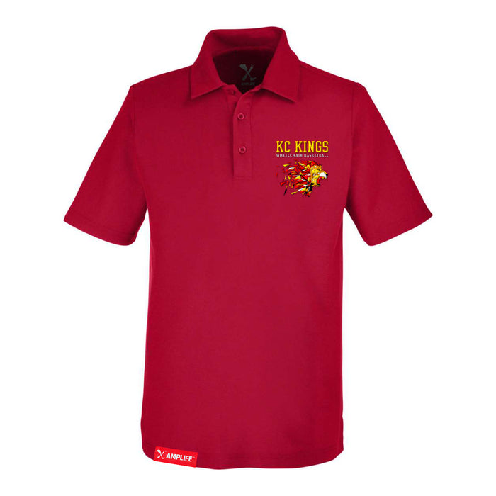 Front angle of the MAS Kansas City Kings Wheelchair Basketball Red Polo against a white background