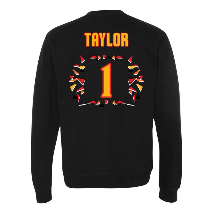 Back angle of the William Taylor MAS Kansas City Kings Wheelchair Basketball Amplife Black Crewneck Sweatshirt against a white background