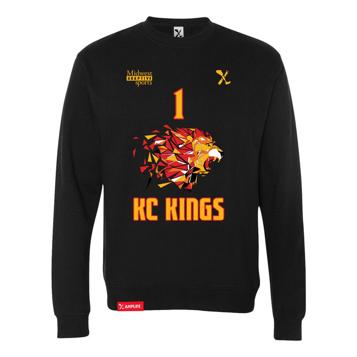 Front angle of the William Taylor MAS Kansas City Kings Wheelchair Basketball Amplife Black Crewneck Sweatshirt against a white background