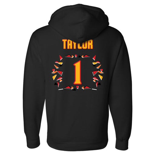 Back angle of the William Taylor MAS Kansas City Kings Wheelchair Basketball Amplife Black Hoodie against a white background