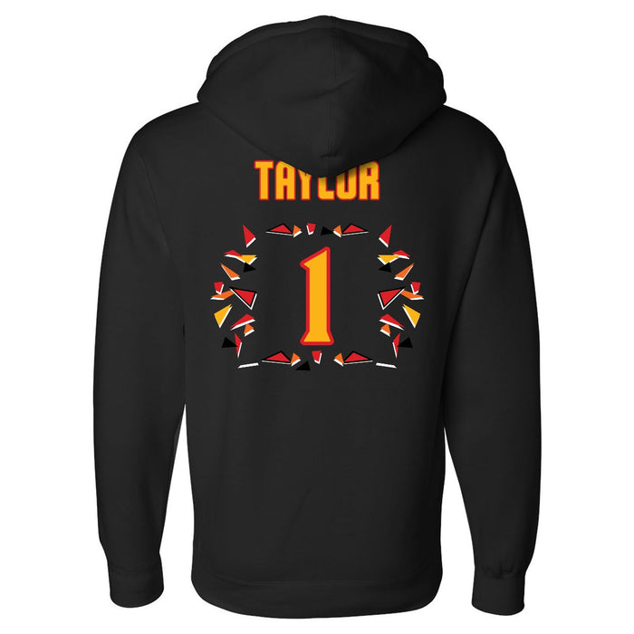 Back angle of the William Taylor MAS Kansas City Kings Wheelchair Basketball Amplife Black Hoodie against a white background