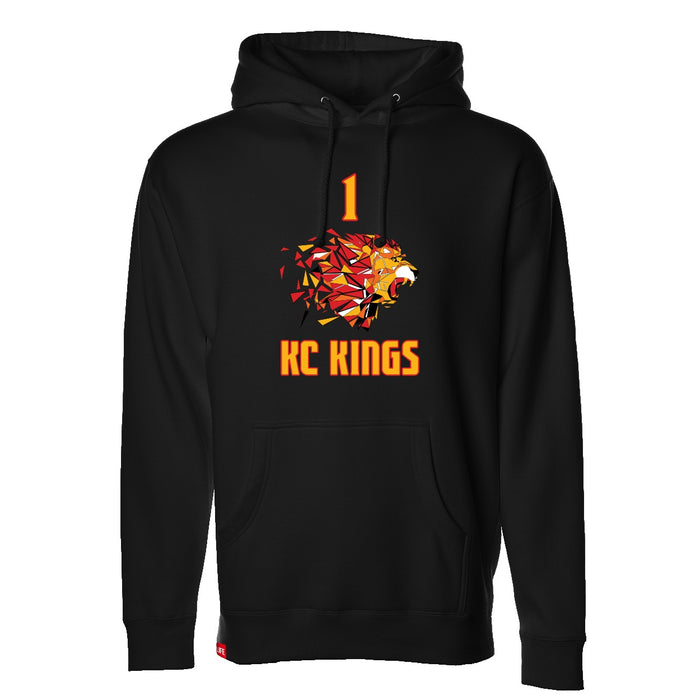 Front angle of the William Taylor MAS Kansas City Kings Wheelchair Basketball Amplife Black Hoodie against a white background