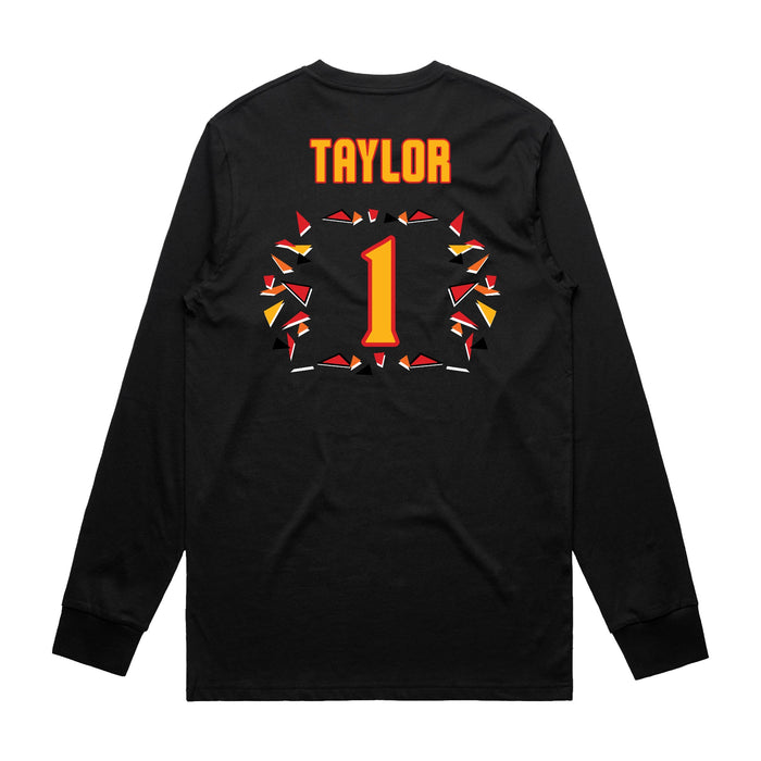 Back angle of the William Taylor MAS Kansas City Kings Wheelchair Basketball Amplife Black Long Sleeve T-Shirt against a white background