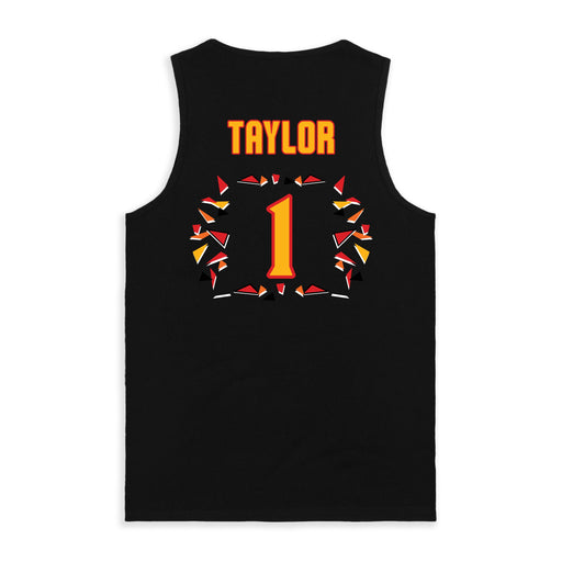 Back angle of the William Taylor MAS Kansas City Kings Wheelchair Basketball Amplife Black Tank Top against a white background