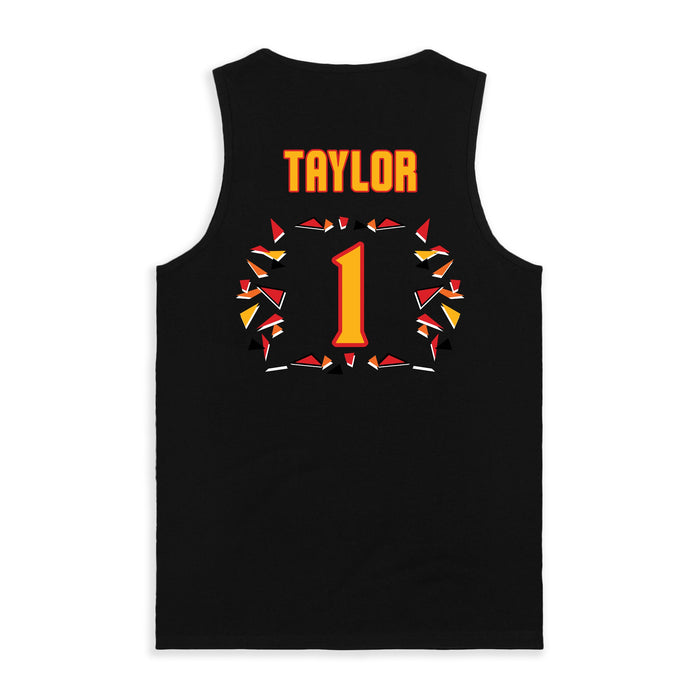Back angle of the William Taylor MAS Kansas City Kings Wheelchair Basketball Amplife Black Tank Top against a white background