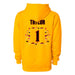 Back angle of the William Taylor MAS Kansas City Kings Wheelchair Basketball Amplife Gold Hoodie against a white background