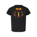 Back angle of the William Taylor MAS Kansas City Kings Wheelchair Basketball Amplife Toddler Black T-Shirt against a white background