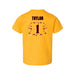 Back angle of the William Taylor MAS Kansas City Kings Wheelchair Basketball Amplife Toddler Gold T-Shirt against a white background