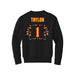 Back angle of the William Taylor MAS Kansas City Kings Wheelchair Basketball Amplife Youth Black Crewneck Sweatshirt against a white background
