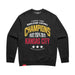 MAS Kansas City Wheelchair Football Three-Time Champions Faded Black Modern Crewneck Sweatshirt on a white background